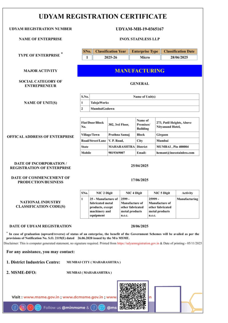 Udyam Registration Certificate