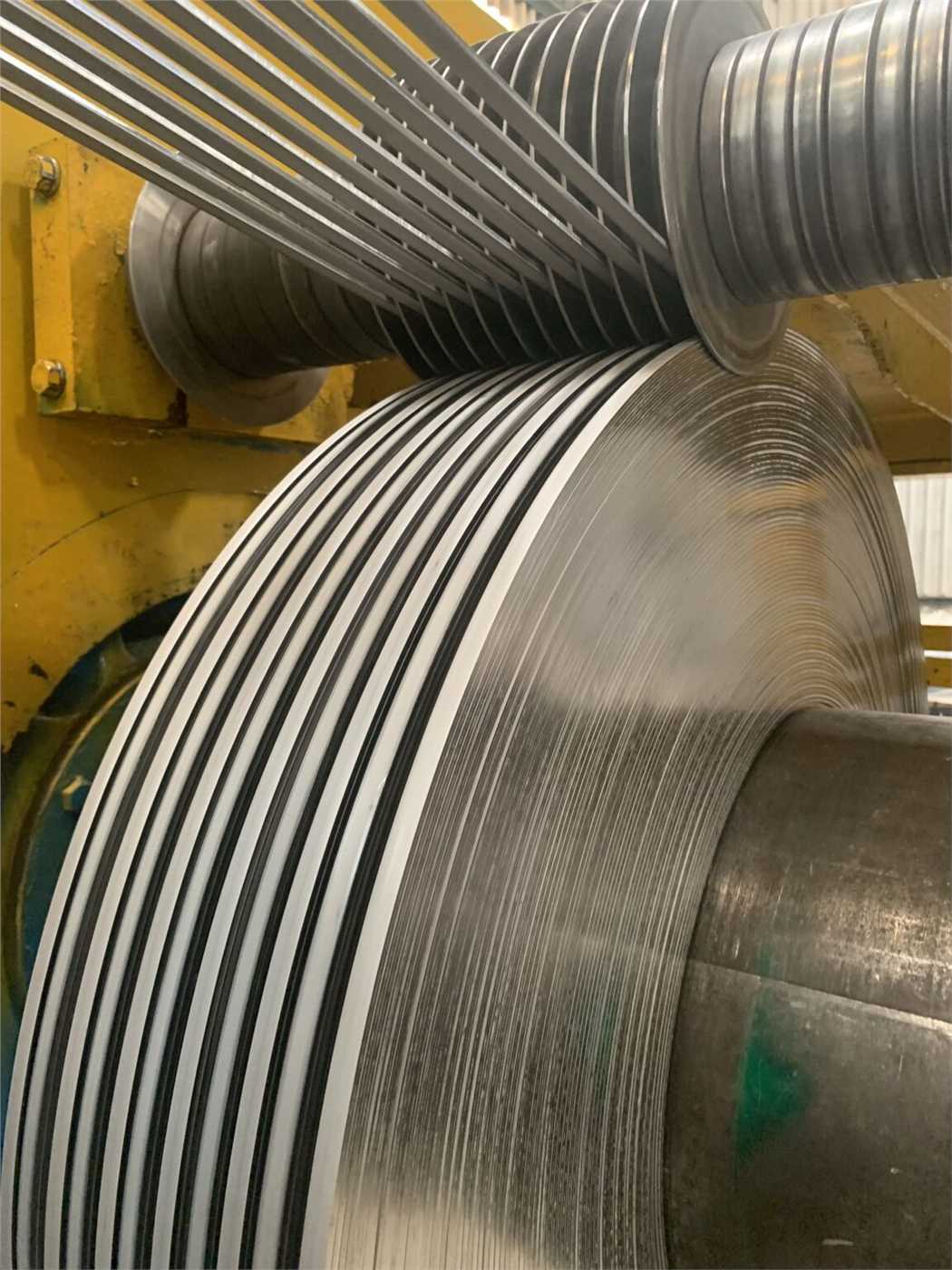 Coil recoiler on the slitting line at INOX Stainless LLP