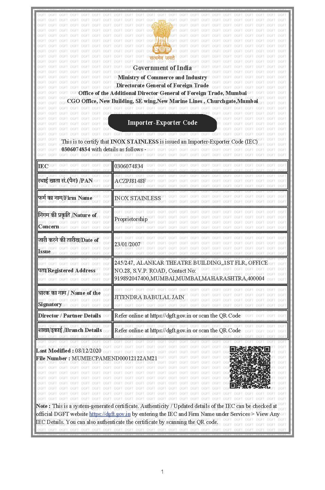 ISO 9001 Quality Management Certificate